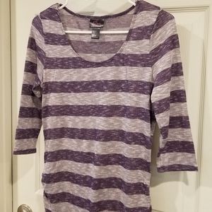 Maternity lightweight purple stripe sweater medium